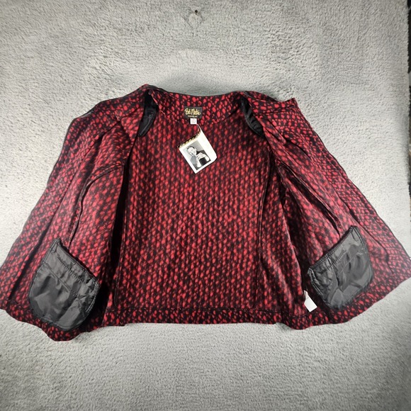 Bob Mackie Fleece Zip Front Jacket‎ Womens 2X Red Wearable Art Boho Faux Leather - Picture 10 of 16